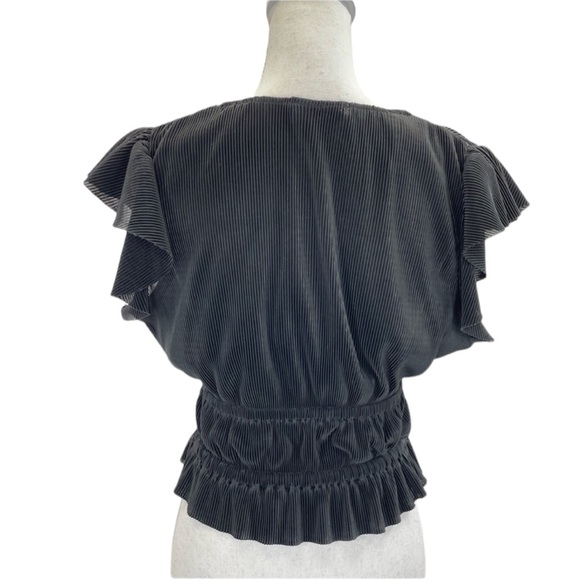 Zara Micro Pleated Top Large Black - Picture 3 of 9